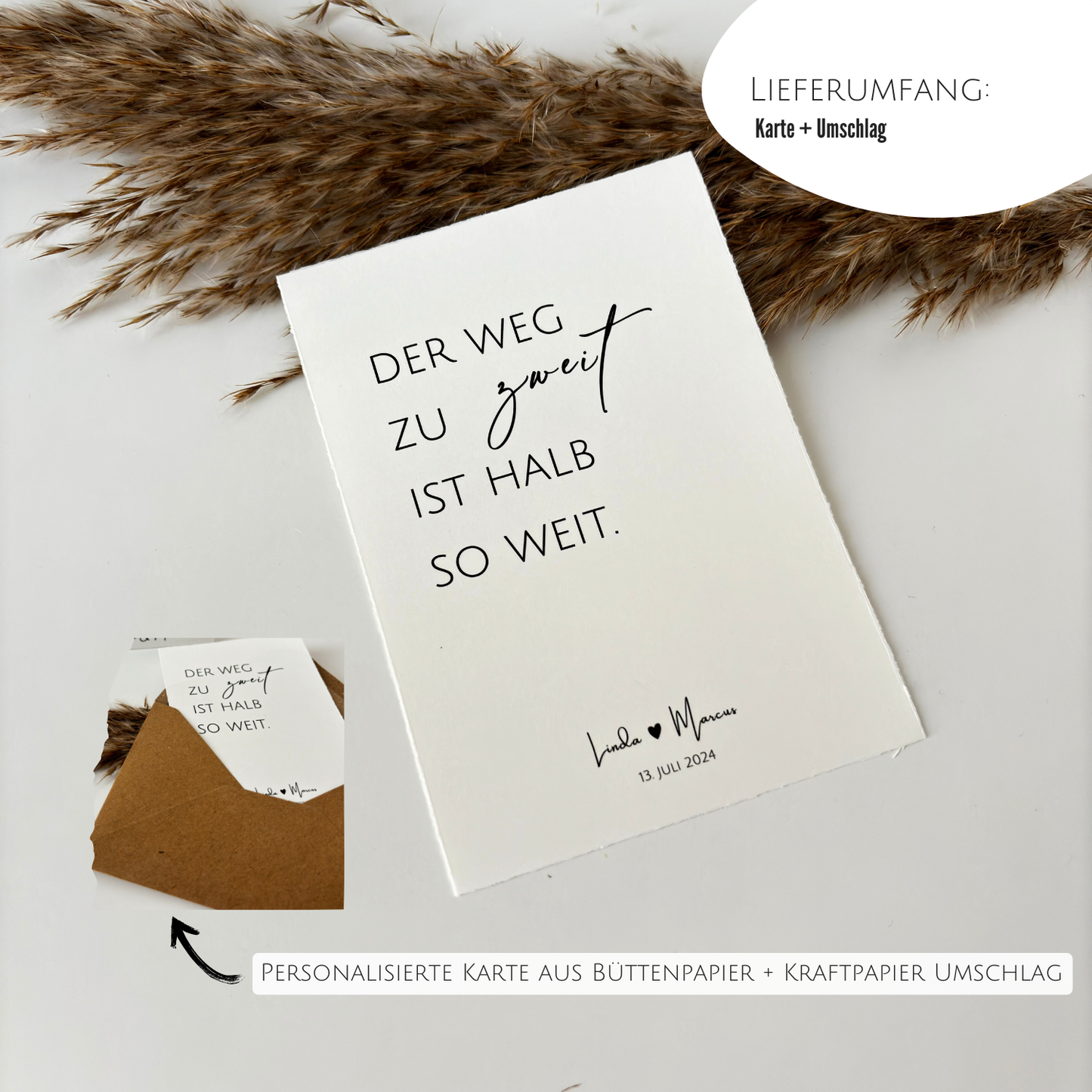 Lieferumfang der Bestellmöglichkeit: Karte + Umschlag