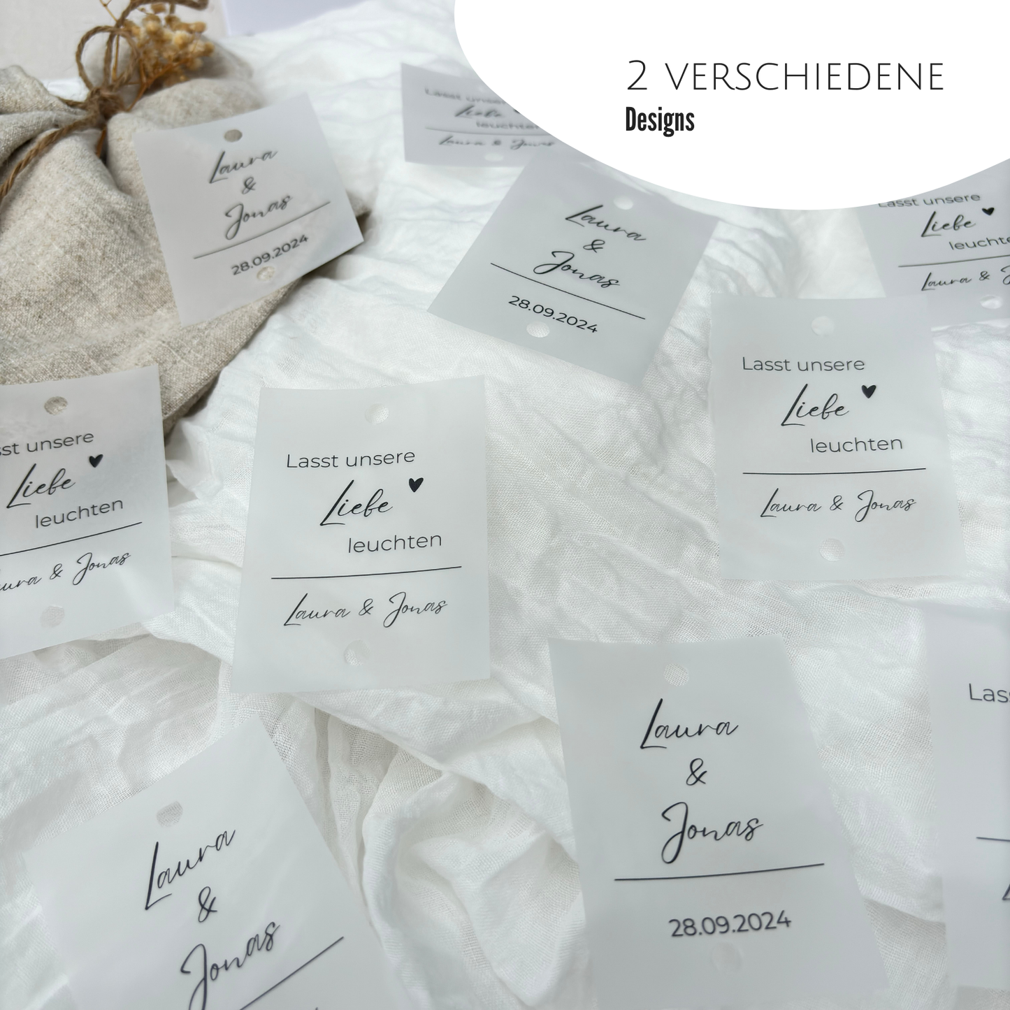 Die beiden Designs der Lichtschilder kreativ auf Pergamentpapier dargestellt.