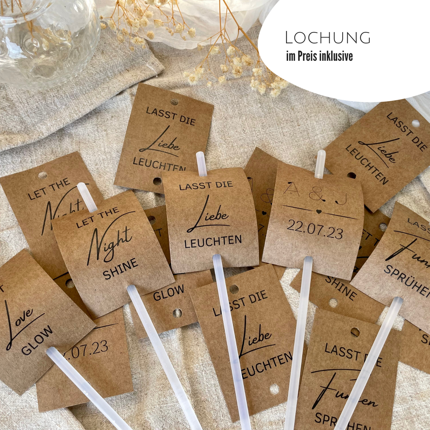 Titelbild mit Kraftpapier Schildern in 5 verschiedenen Designs.