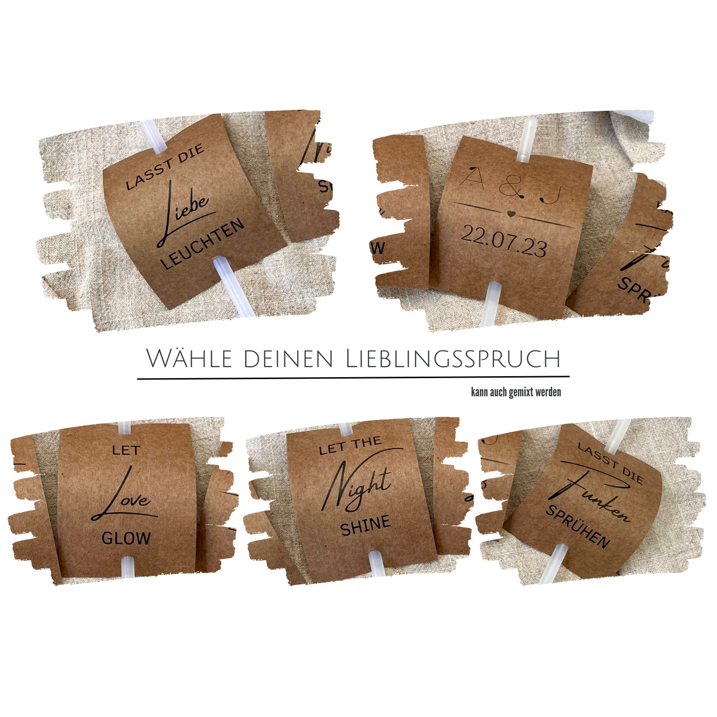 Alle 5 Designs auf einem Blick extrahiert dargestellt.