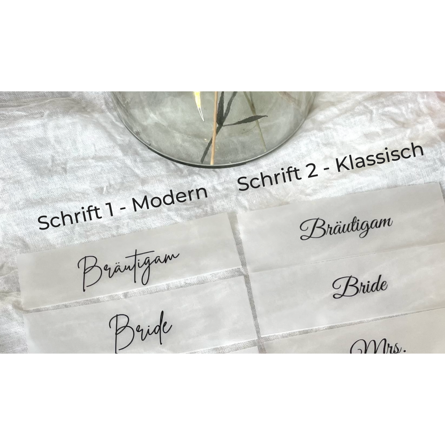 Nahaufnahme der beiden verfügbaren Schriftarten