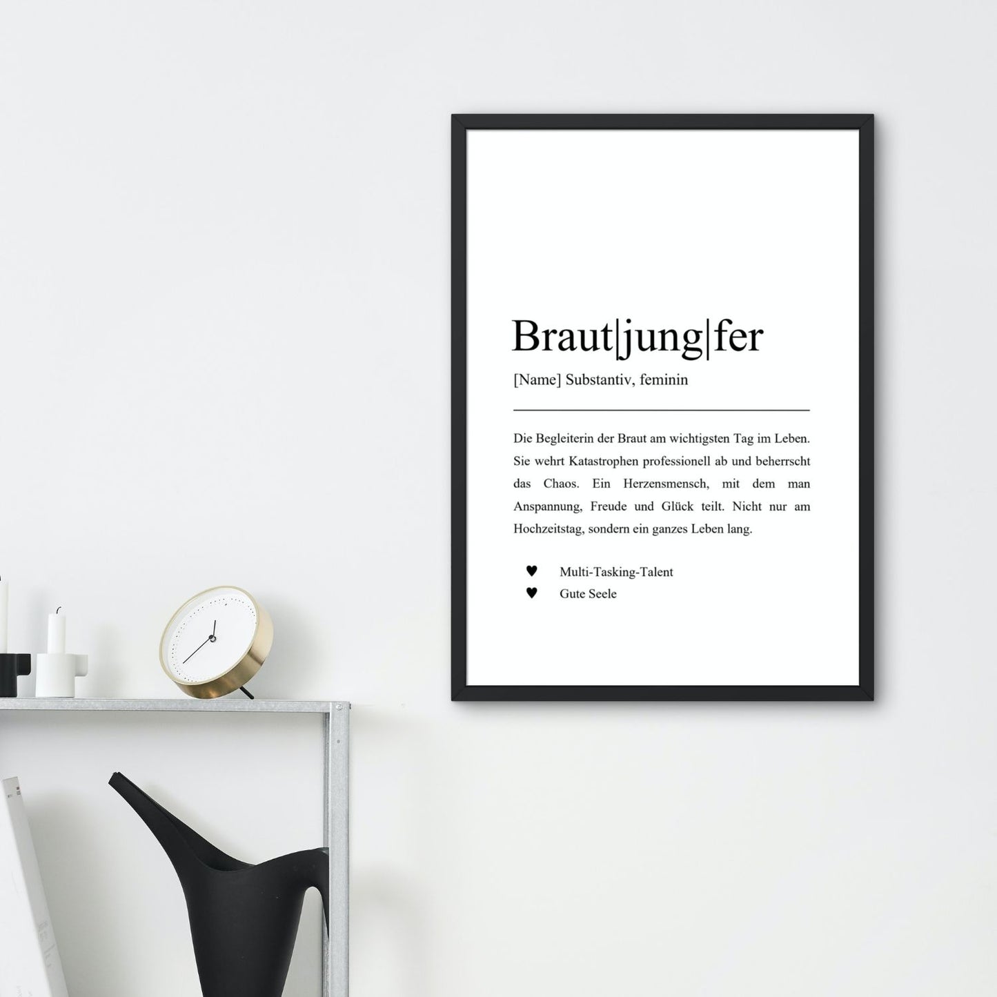 Brautjungfer Poster in schwarzem Rahmen