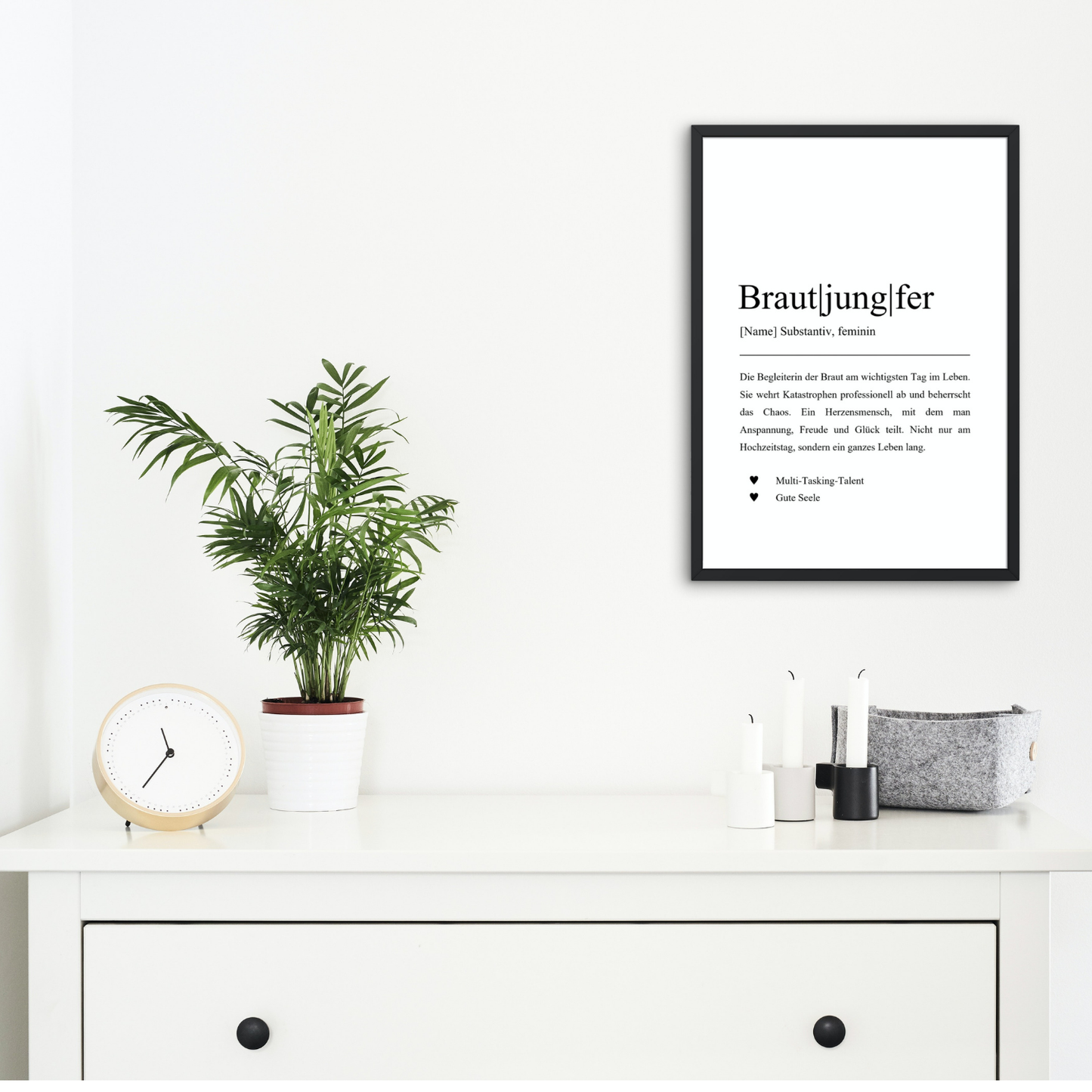Poster mit Definition „Brautjungfer"
