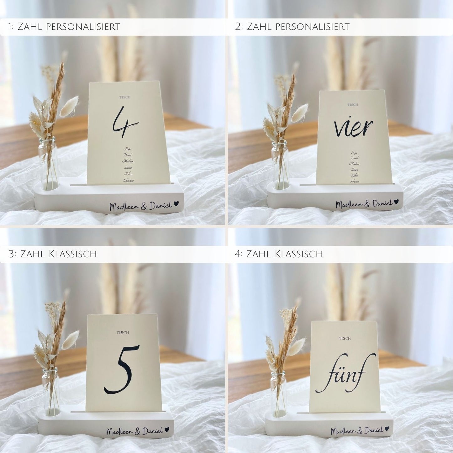 Romantische Tischkarten für Hochzeiten