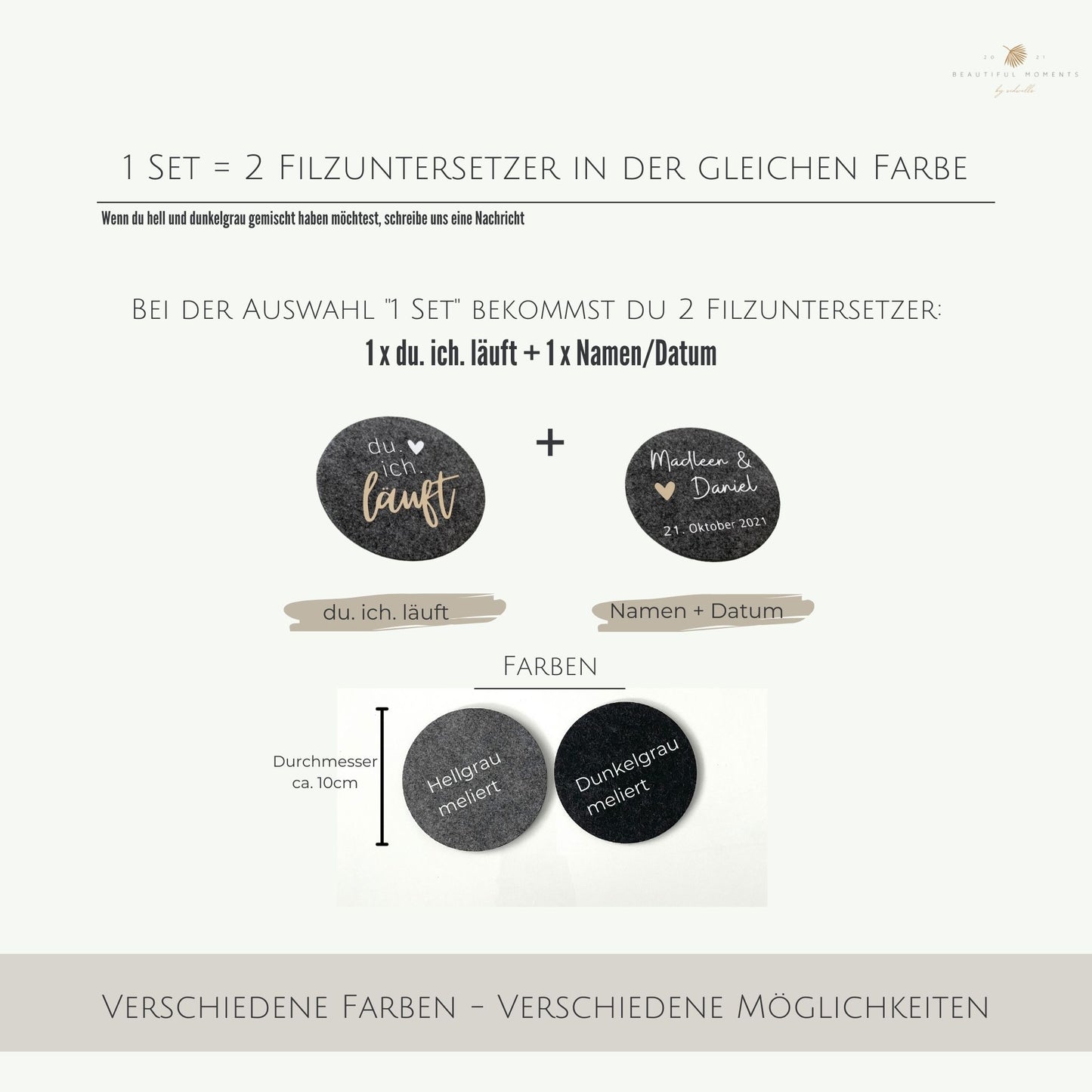 Du.ich.läuft Design und Persoanlisiert mit Namen des Brautpaares und Datum der Hochzeitsfeier