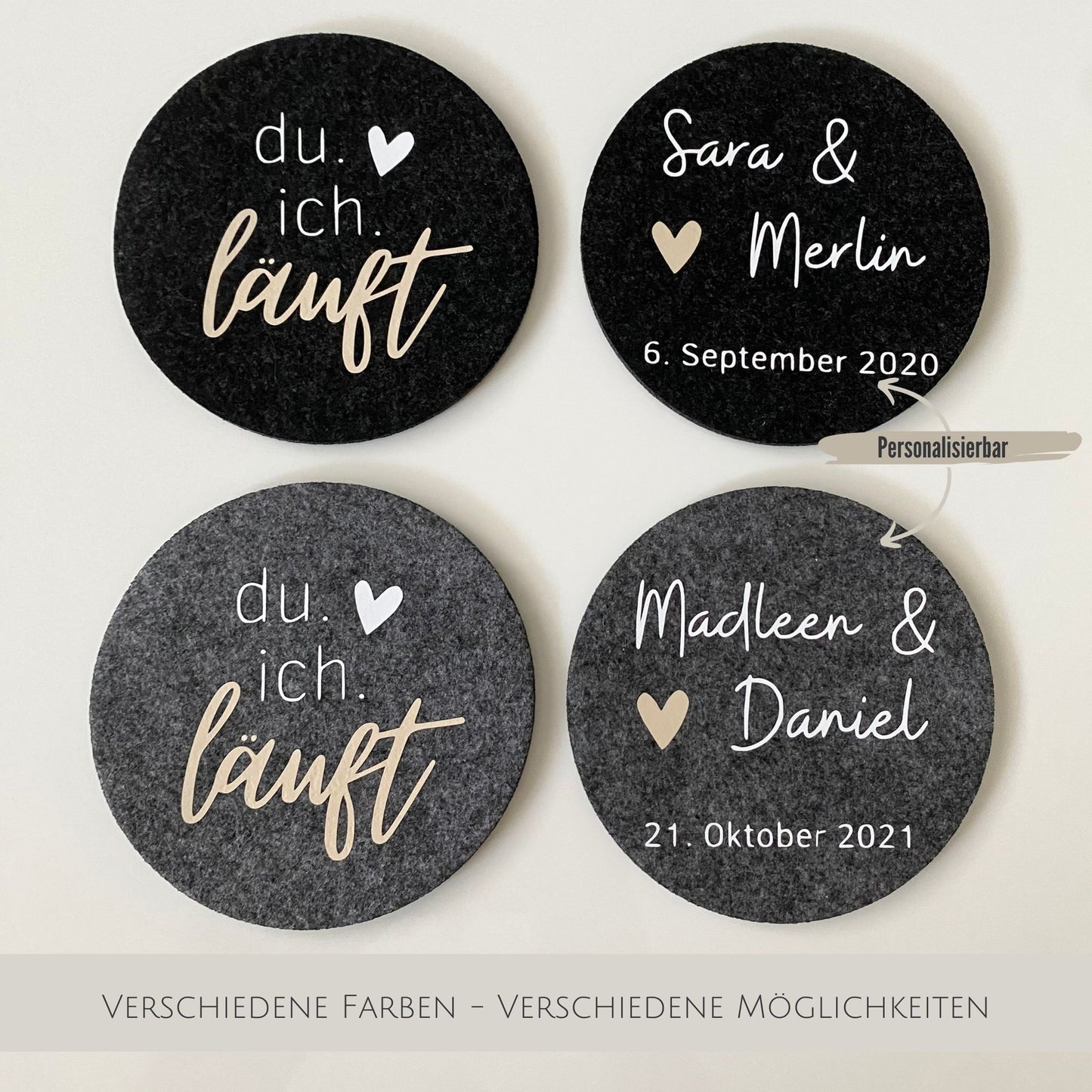 Individuelle Untersetzer für besondere Momente personalisierbar