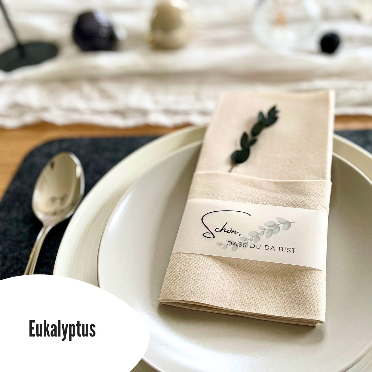 Eukalyptus Banderolen für stilvolle Hochzeitsdeko