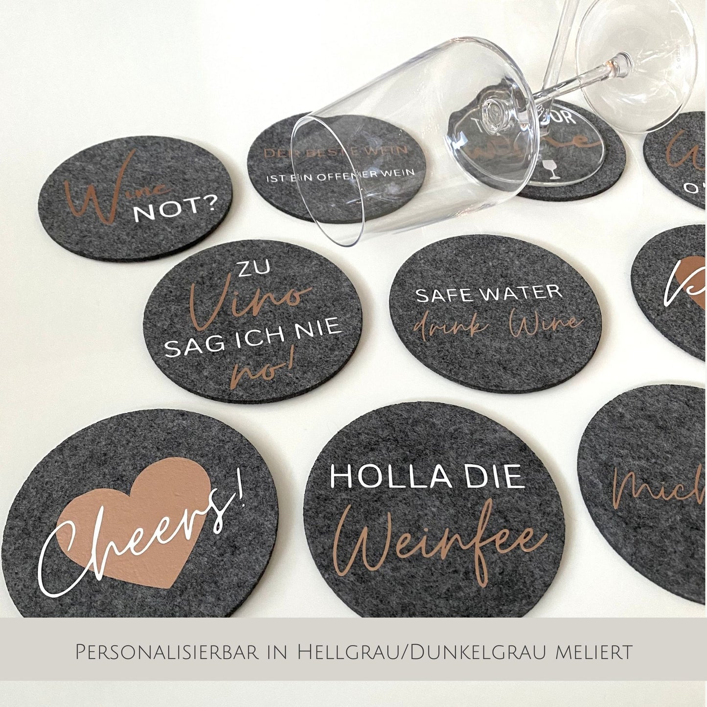 Filzuntersetzer für Weingenießer - Personalisierte Geschenkideen zur Hochzeit