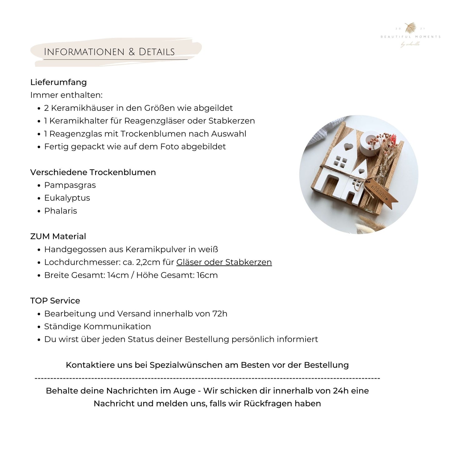 Geschenkidee mit Trockenblumen als eine Kleinigkeit zur Hochzeit