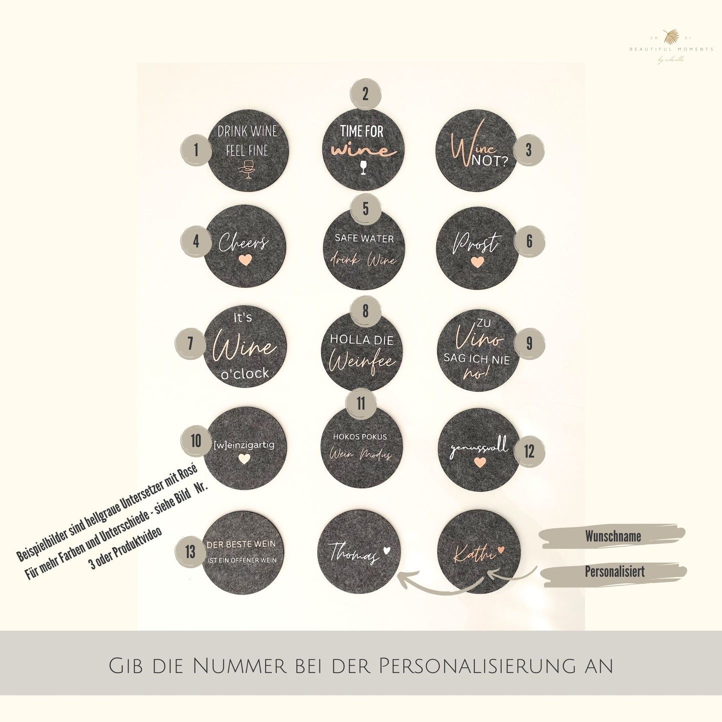 Filzuntersetzer für Weingenießer - Personalisierte Geschenkideen zur Hochzeit