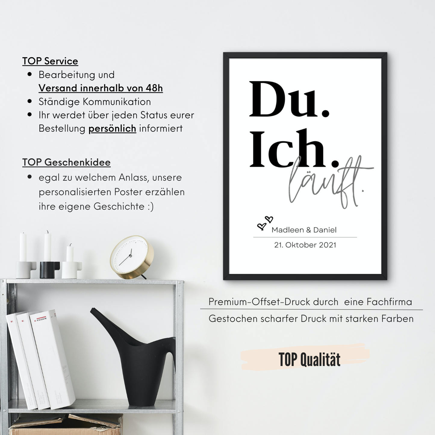 Hochwertiges personalisierbares Poster Du Ich läuft. Mit exzellentem Druckservice geliefert innerhalb von 48 Stunden. Perfekte Geschenkidee für jeden Anlass mit garantiert scharfen Bilddetails und hochwertiger Verarbeitung.