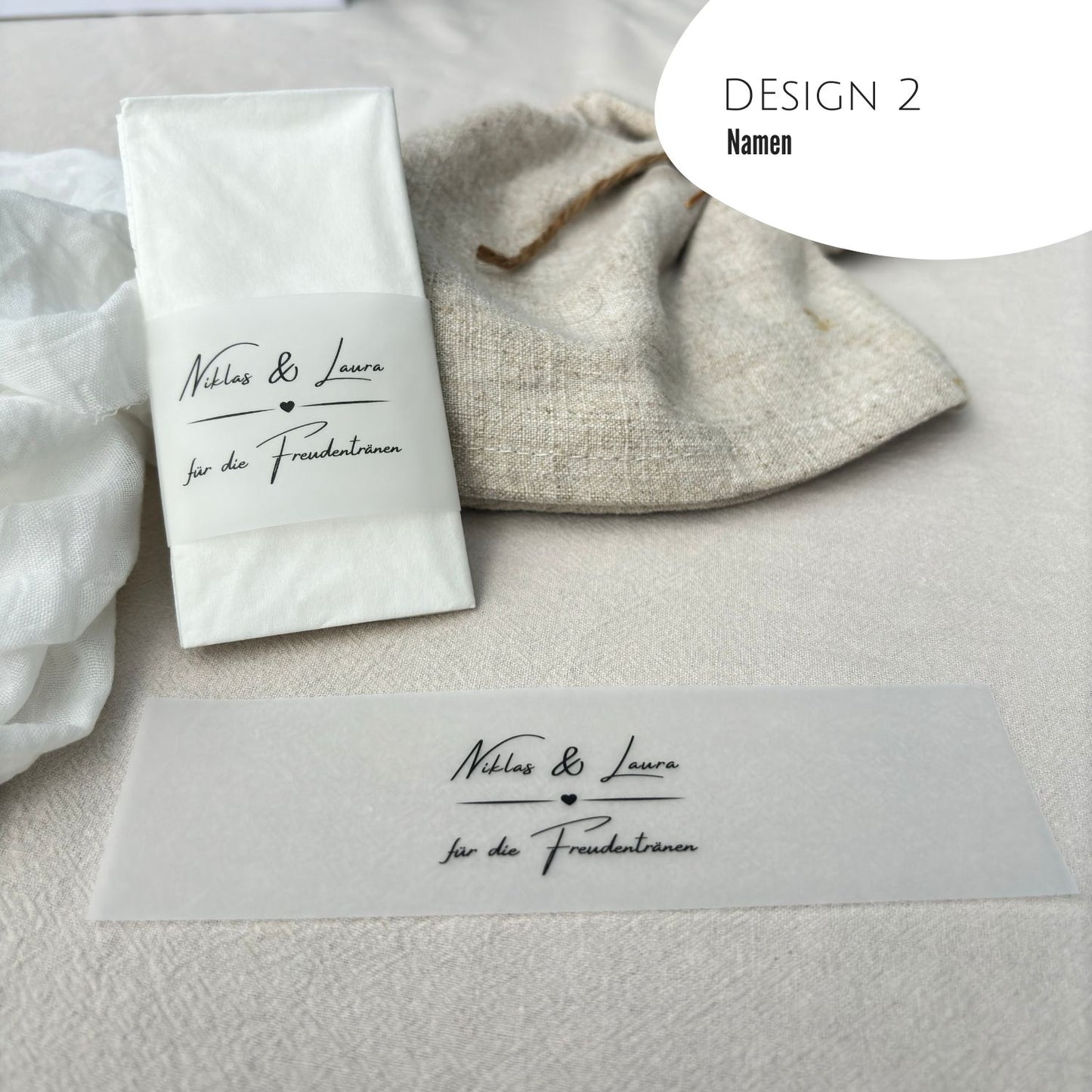 Stylish dekorierte Taschentücher für die Hochzeit