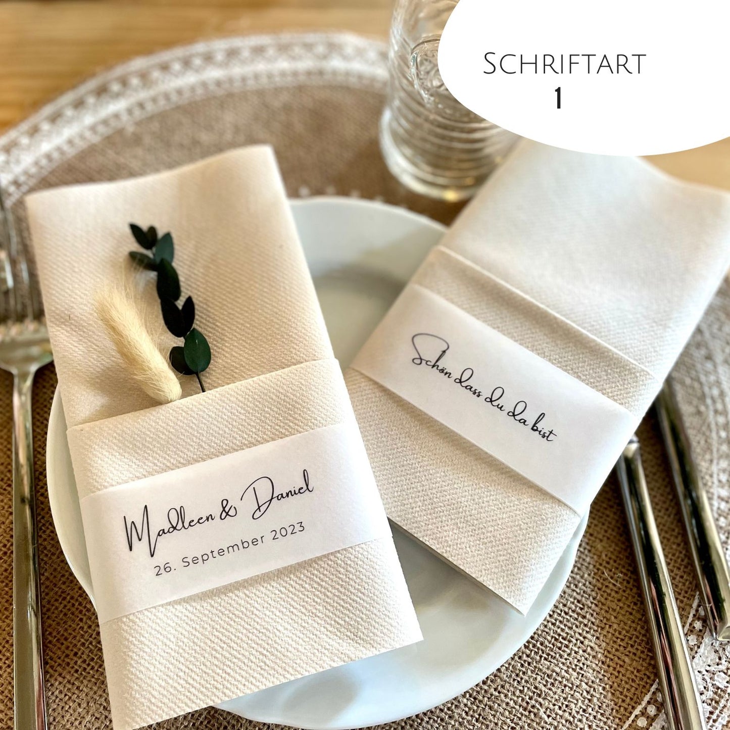 Hochzeitsserviette mit Banderole