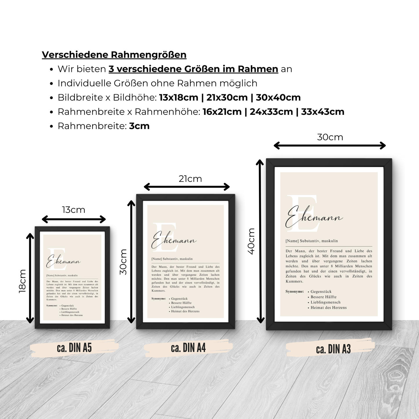 Typografie-Poster für Ehemann verfügbar in DIN A5, A4, A3. Vielseitiges dekoratives Element für Ihr Zuhause. Ideal als persönliches Geschenk für Männer.
