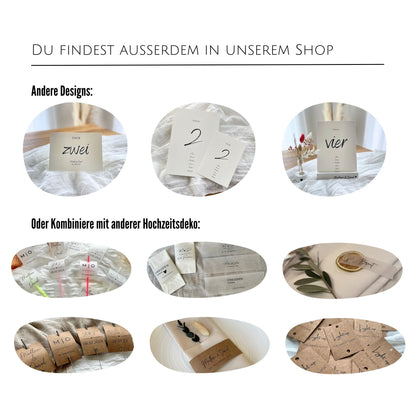 Artikel, die du in unserem Shop finden kannst, wie z.B. Banderolen, Schilder mit Knicklichter, Namenskarten, uvm. 
