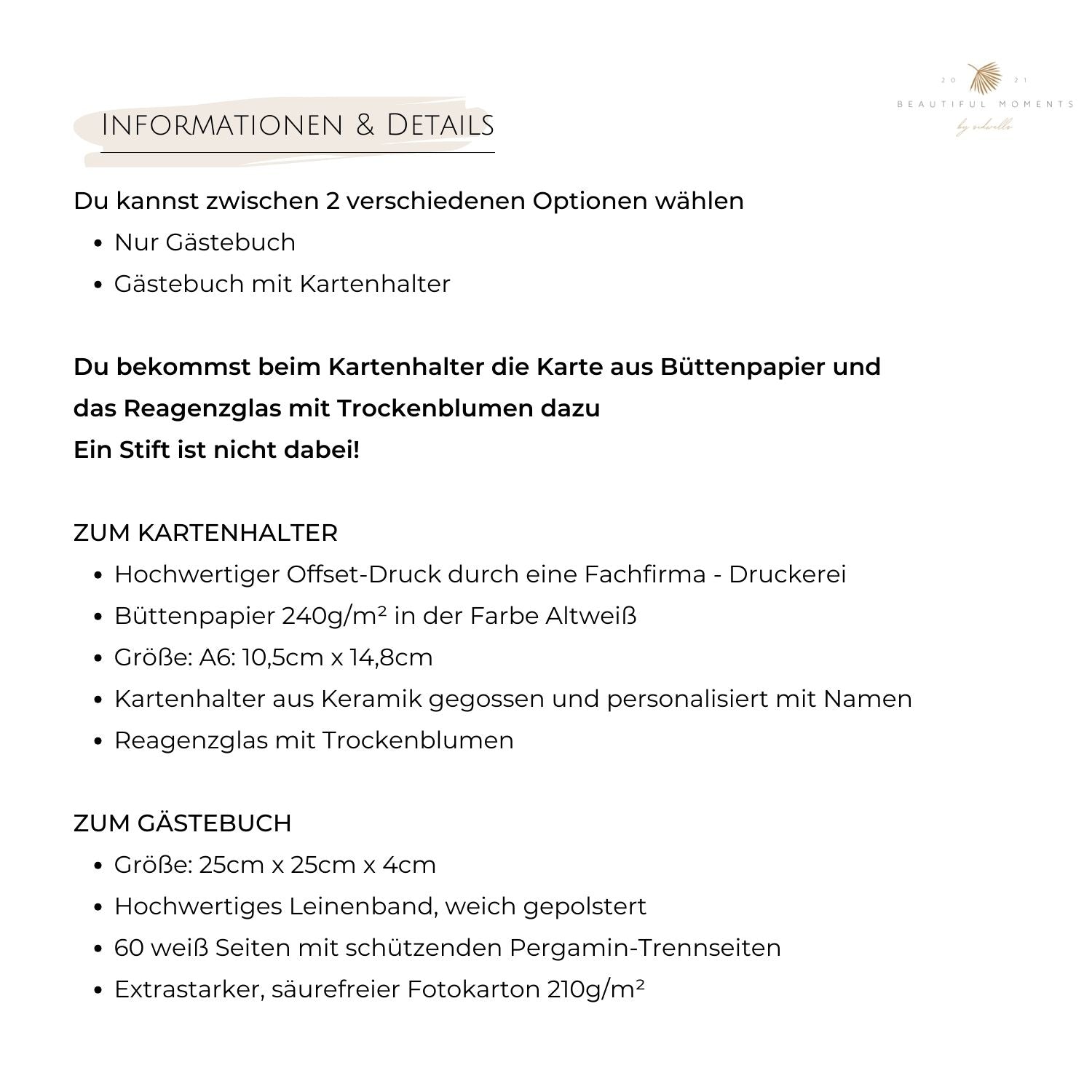 Informationen zu den verschiedenen Designs, zum Material, Lieferumfang, Maße und Service
